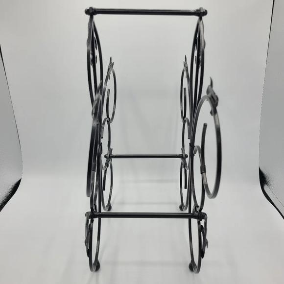 Black Metal Wine Rack Bottle Holder Fluer de Lis Countertop Tabletop Wine Rack - Picture 8 of 12